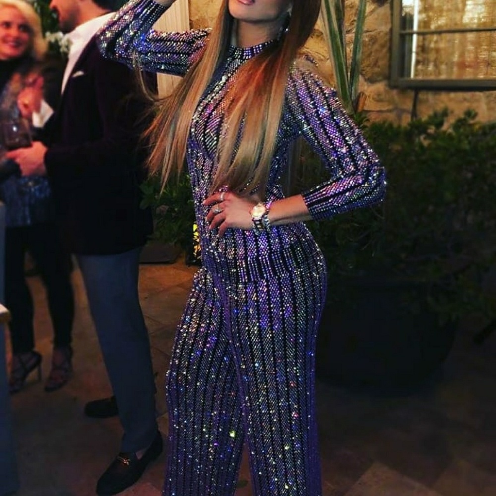 Celebrity Style Crystal Embellished Trouser